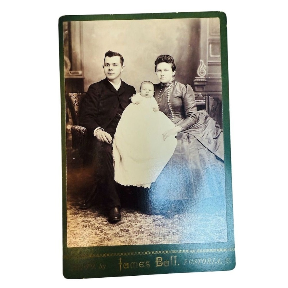 Antique Sepia Cabinet Card Family Portrait‎ by James Ball Roswell 4x6